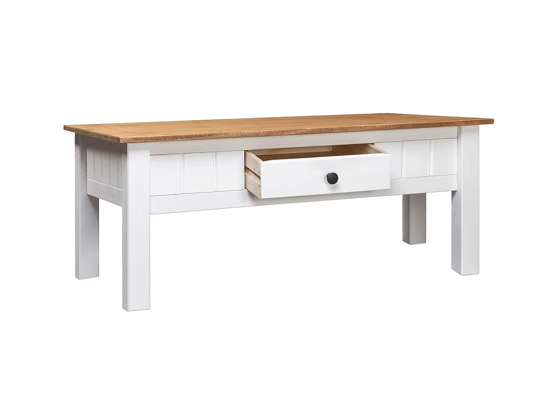 Table basse Blanc 100x60x45 cm Pin massif Assortiment Panama OFR28408 BonneVie Meuble