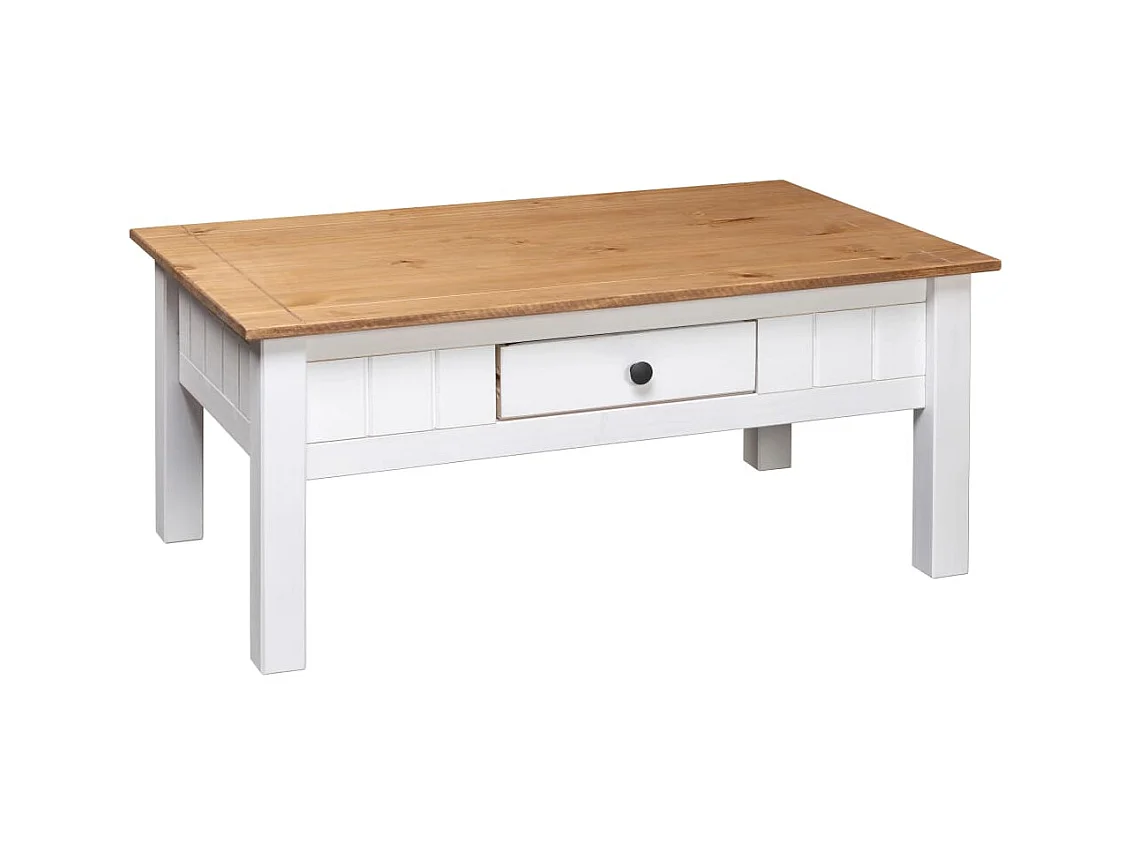 Table basse Blanc 100x60x45 cm Pin massif Assortiment Panama OFR28408 BonneVie Meuble