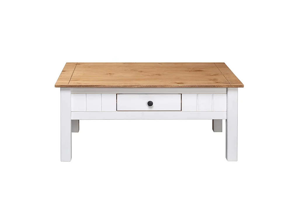 Table basse Blanc 100x60x45 cm Pin massif Assortiment Panama OFR28408 BonneVie Meuble