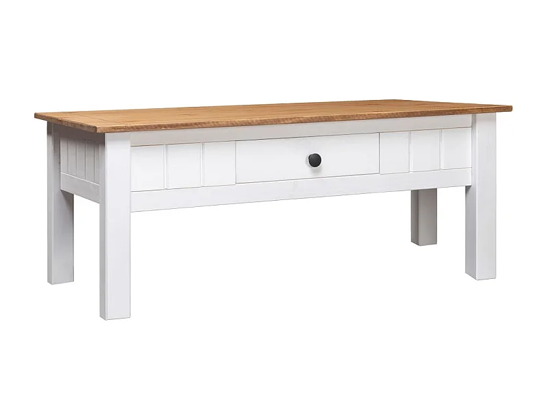 Table basse Blanc 100x60x45 cm Pin massif Assortiment Panama OFR28408 BonneVie Meuble