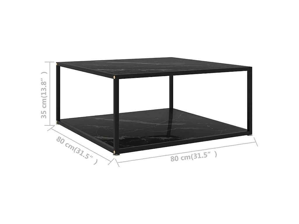 Mesa de centro negra vidrio templado 80x80x35 cm ES69247