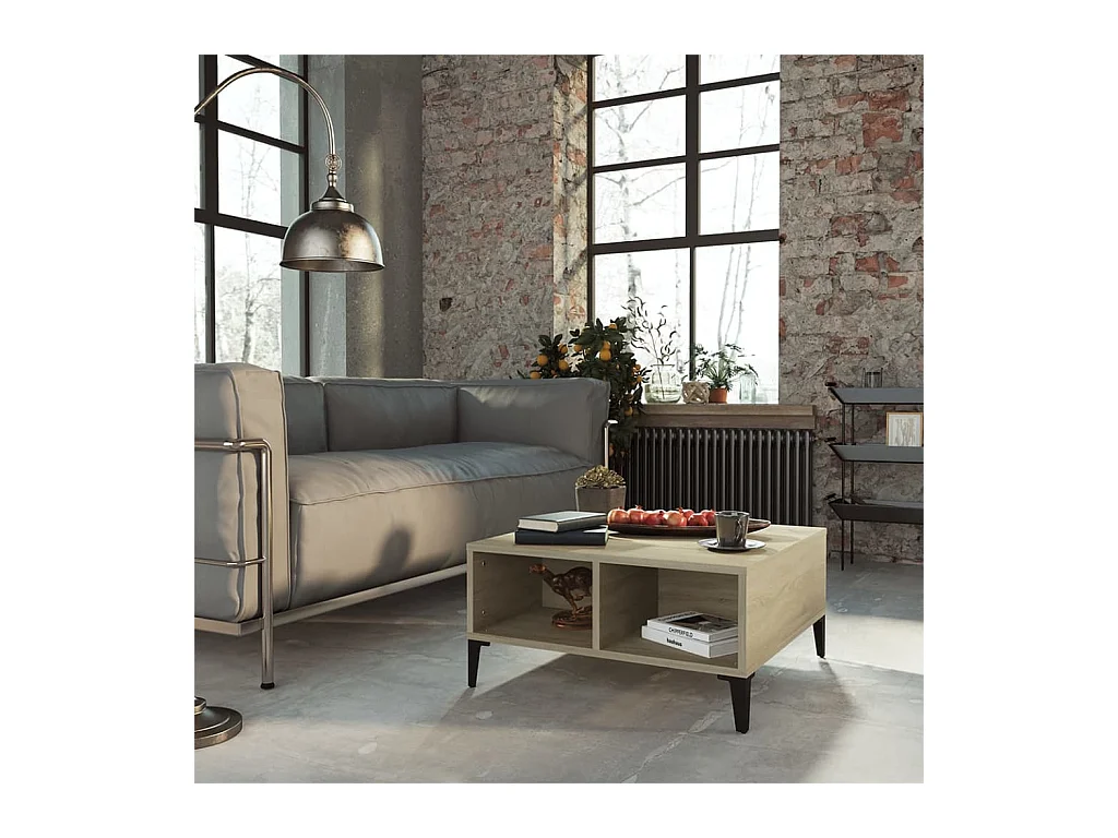 Table basse Chêne sonoma 60x60x30 cm Aggloméré OFR68719 BonneVie Meuble