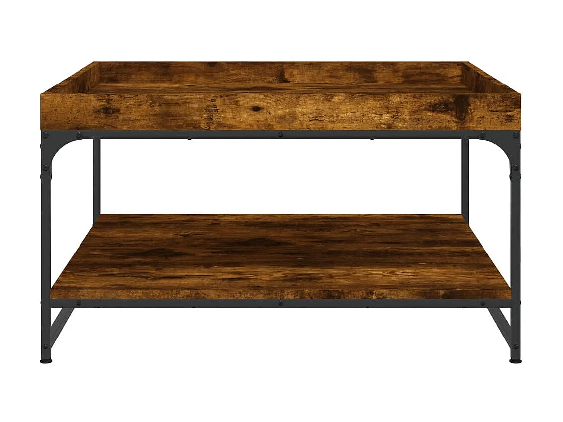 Table basse chêne fumé 80x80x45 cm bois d'ingénierie et fer OFR89547 BonneVie Meuble