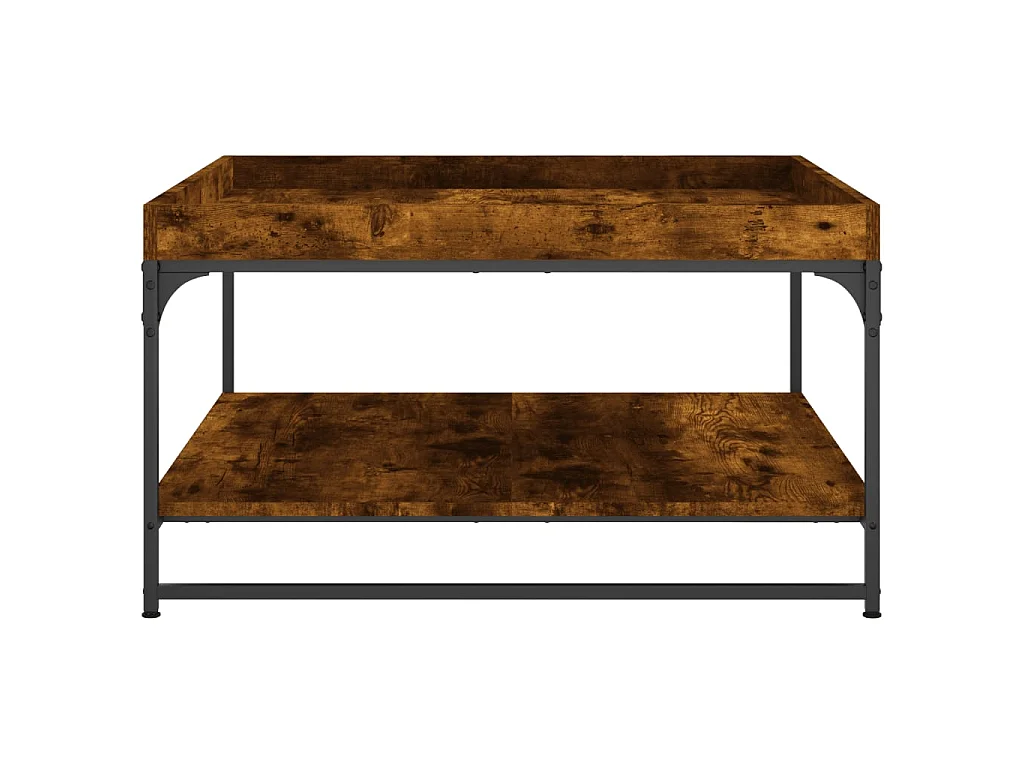 Table basse chêne fumé 80x80x45 cm bois d'ingénierie et fer OFR89547 BonneVie Meuble