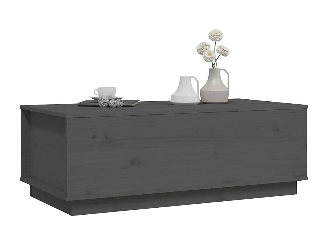 Table basse relevable Gris 100x50x35 cm Bois massif de pin OFR27468 BonneVie Meuble