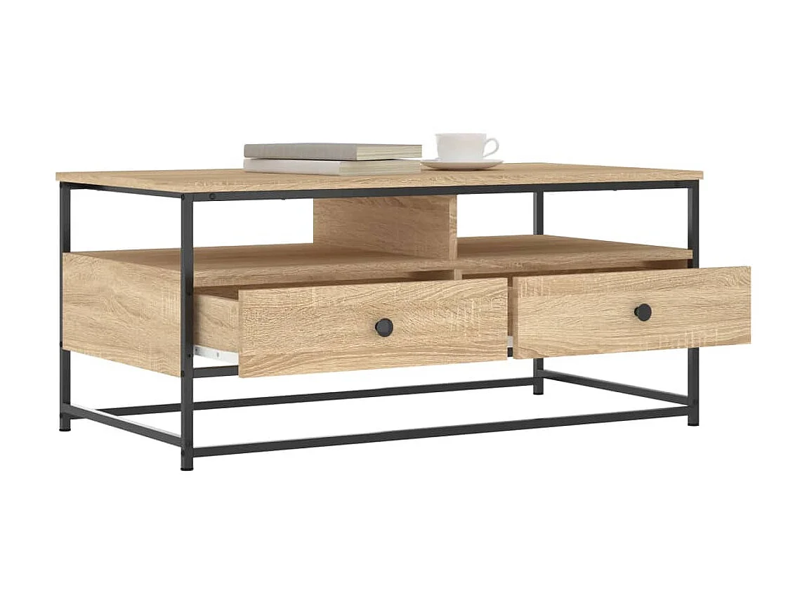 Table basse chêne sonoma 100x51x45 cm bois d'ingénierie OFR86978 BonneVie Meuble