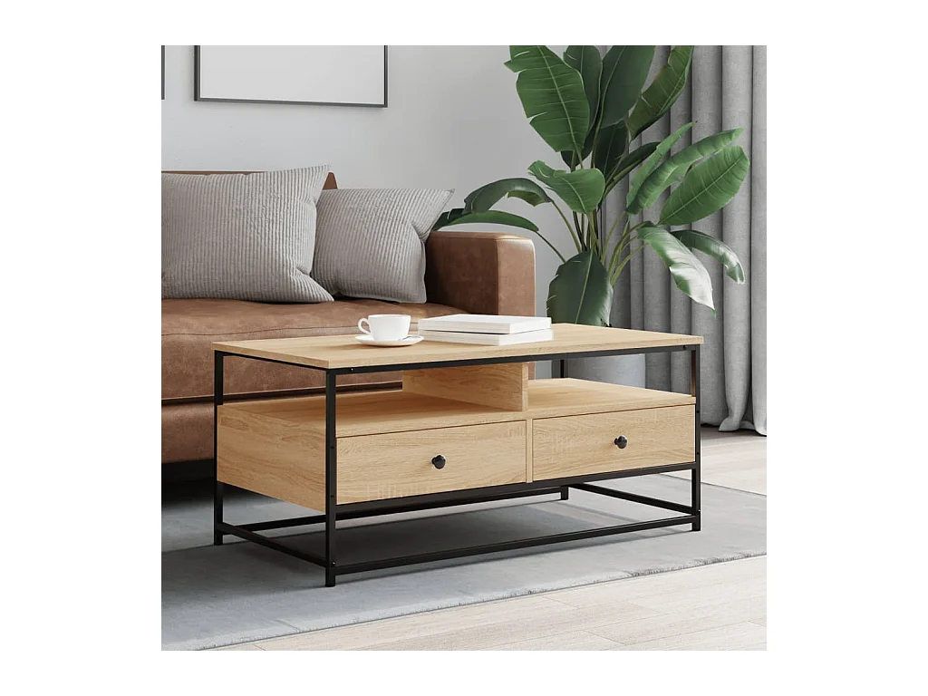 Table basse chêne sonoma 100x51x45 cm bois d'ingénierie OFR86978 BonneVie Meuble