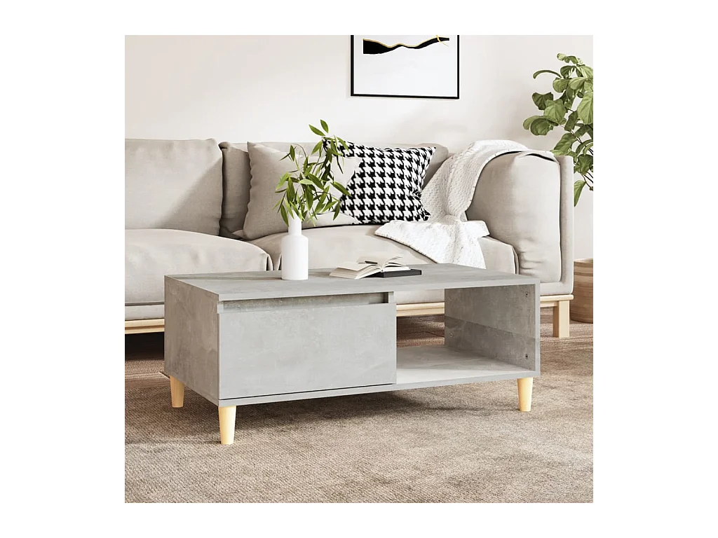 Table basse Gris béton 90x50x36,5 cm Bois d'ingénierie OFR71803 BonneVie Meuble