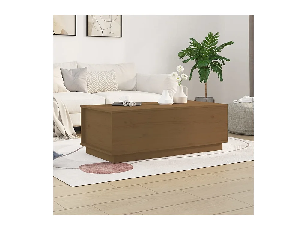 Table basse relevable Marron miel 100x50x35 cm Bois massif de pin OFR81156 BonneVie Meuble