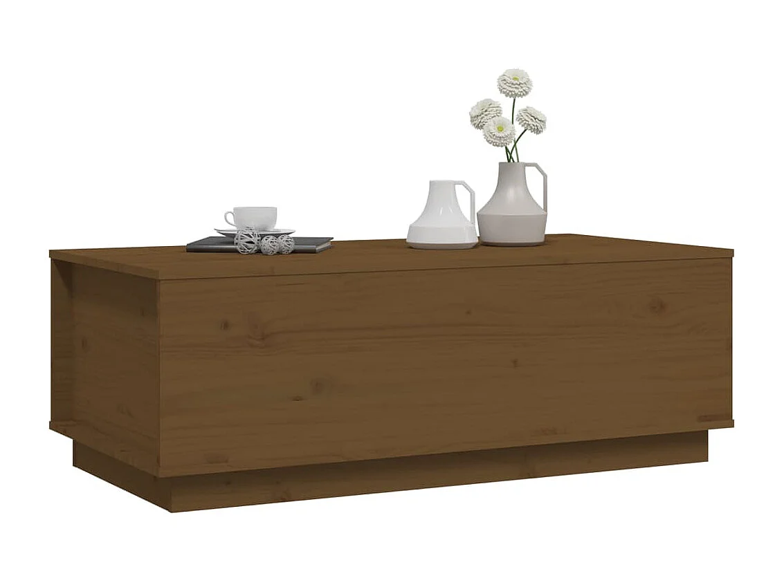 Table basse relevable Marron miel 100x50x35 cm Bois massif de pin OFR81156 BonneVie Meuble