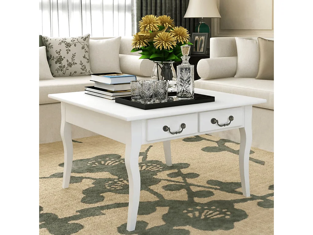 Table basse avec 4 tiroirs Blanc OFR81484 BonneVie Meuble