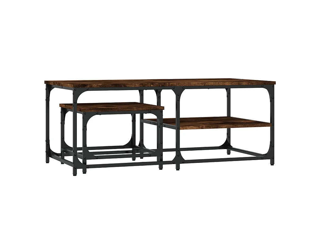 Tables basses gigognes 2 pcs chêne fumé bois d'ingénierie OFR20153 BonneVie Meuble