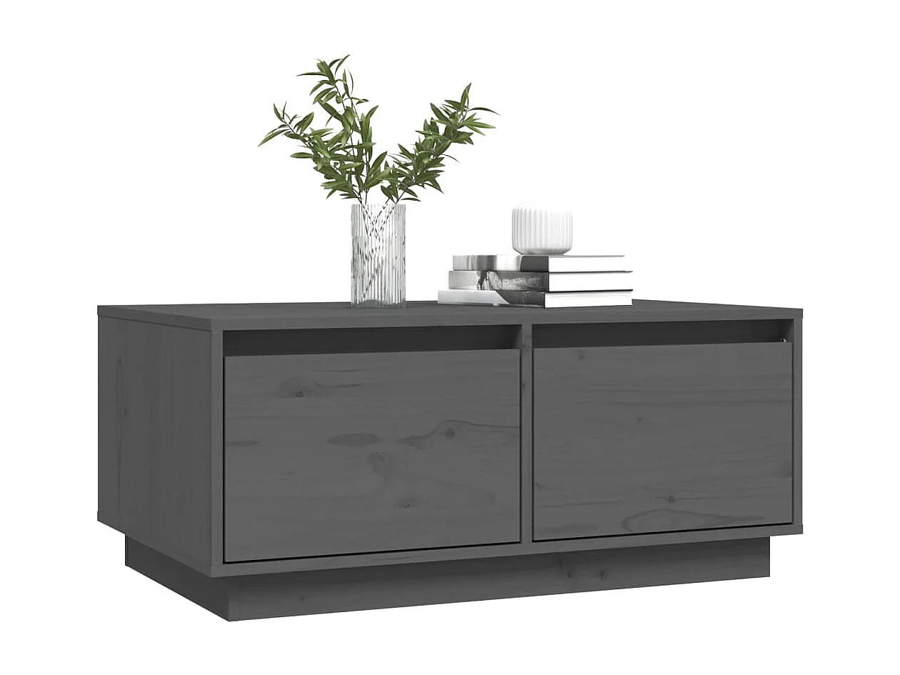 Mesa de centro 80x50x35 cm madeira de pinho maciça cinzento PT227864