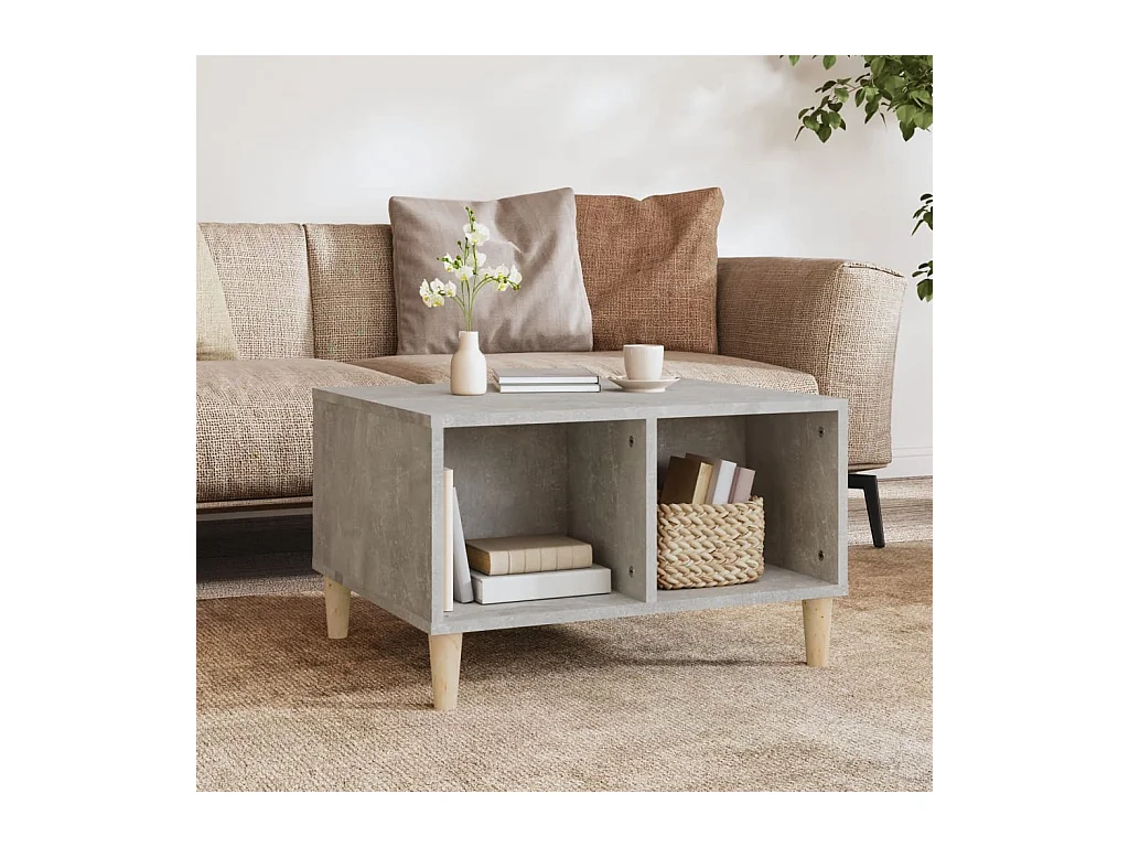 Table basse Gris béton 60x50x36,5 cm Bois d'ingénierie OFR83073 BonneVie Meuble