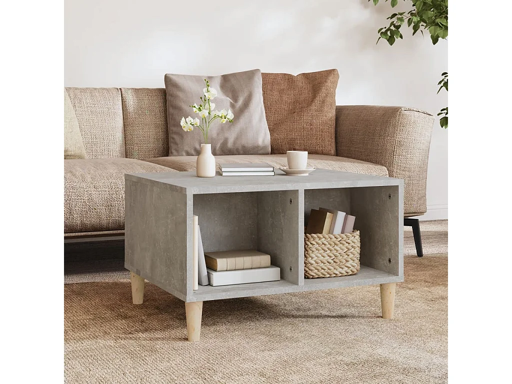 Table basse Gris béton 60x50x36,5 cm Bois d'ingénierie OFR83073 BonneVie Meuble