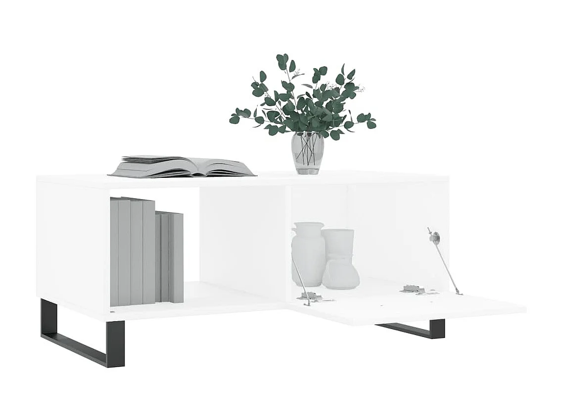 Table basse blanc 90x50x40 cm bois d'ingénierie OFR53358 BonneVie Meuble