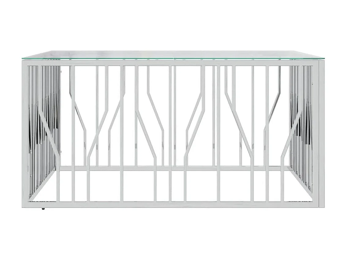 Mesa de centro 100x100x50 cm aço inoxidável e vidro PT190380