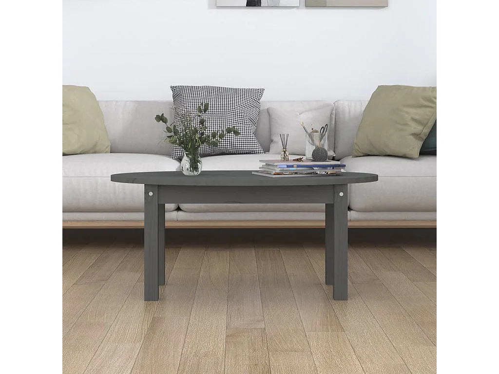 Mesa de centro 80x40x35 cm madeira de pinho maciça cinzento PT982848