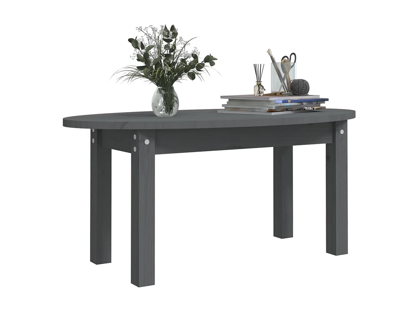 Mesa de centro 80x40x35 cm madeira de pinho maciça cinzento PT982848