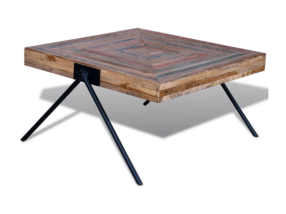 Table basse avec pieds en V Bois de teck recyclé OFR72417 BonneVie Meuble