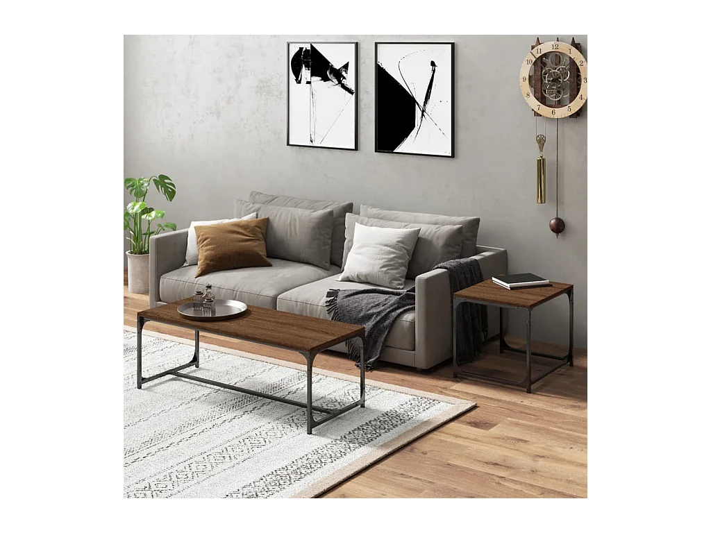 Tables basses 2 pcs Chêne marron Bois d'ingénierie OFR76567 BonneVie Meuble