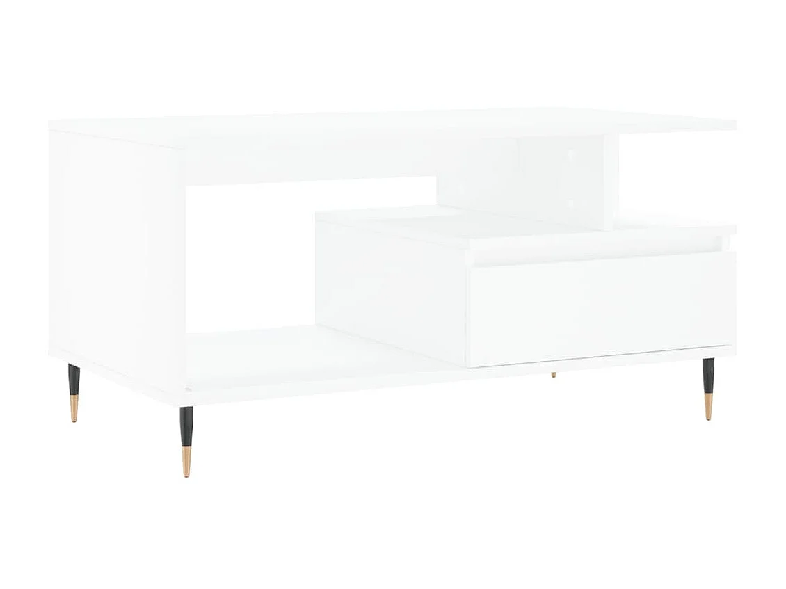 Table basse Blanc 90x49x45 cm Bois d'ingénierie OFR85526 BonneVie Meuble