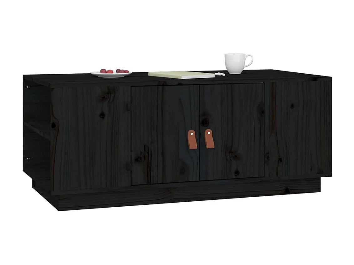 Table basse Noir 100x50x41 cm Bois massif de pin OFR79061 BonneVie Meuble