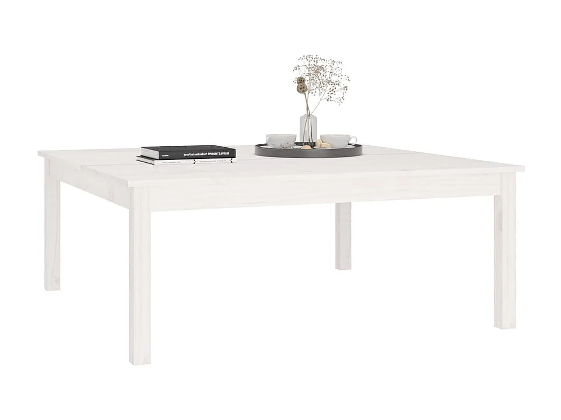 Table basse Blanc 100x100x40 cm Bois massif de pin OFR52831 BonneVie Meuble