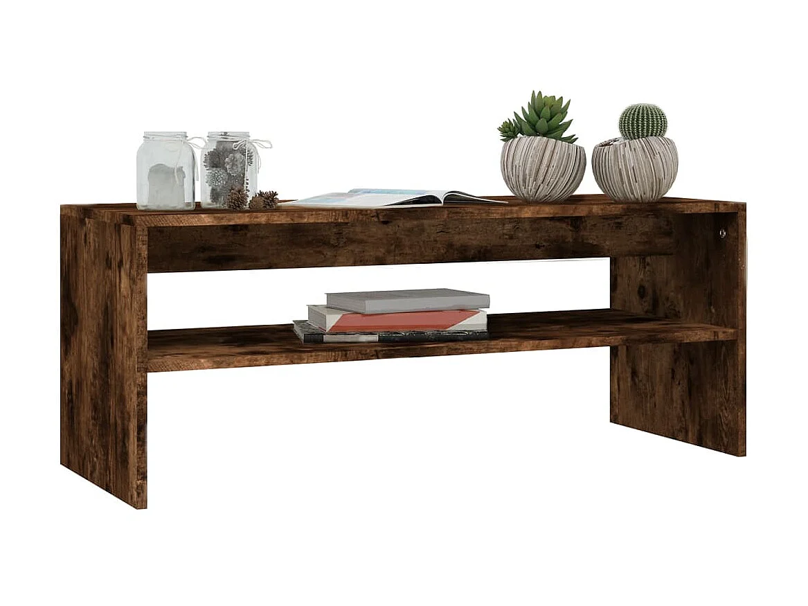 Salontafel 100x40x40 cm bewerkt hout gerookt eikenkleurig NL58470