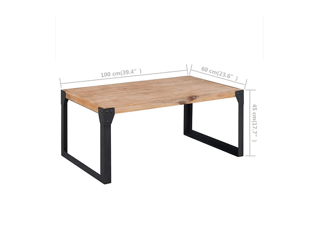 Table basse Bois d'acacia massif 100 x 60 x 45 cm OFR80358 BonneVie Meuble