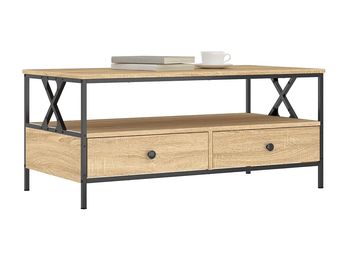 Table basse chêne sonoma 100x51x45 cm bois d'ingénierie OFR81392 BonneVie Meuble