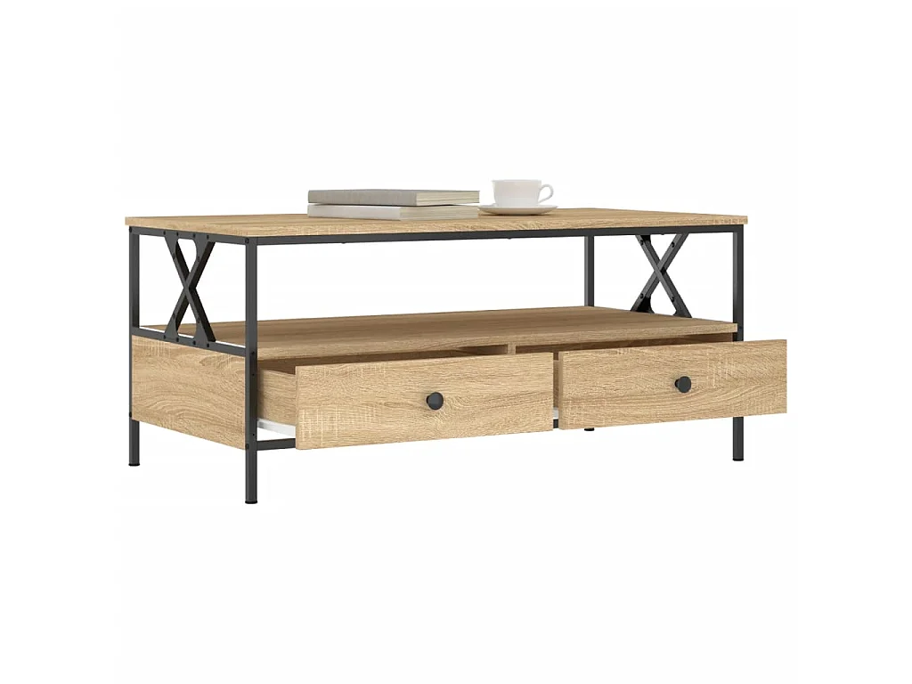 Table basse chêne sonoma 100x51x45 cm bois d'ingénierie OFR81392 BonneVie Meuble