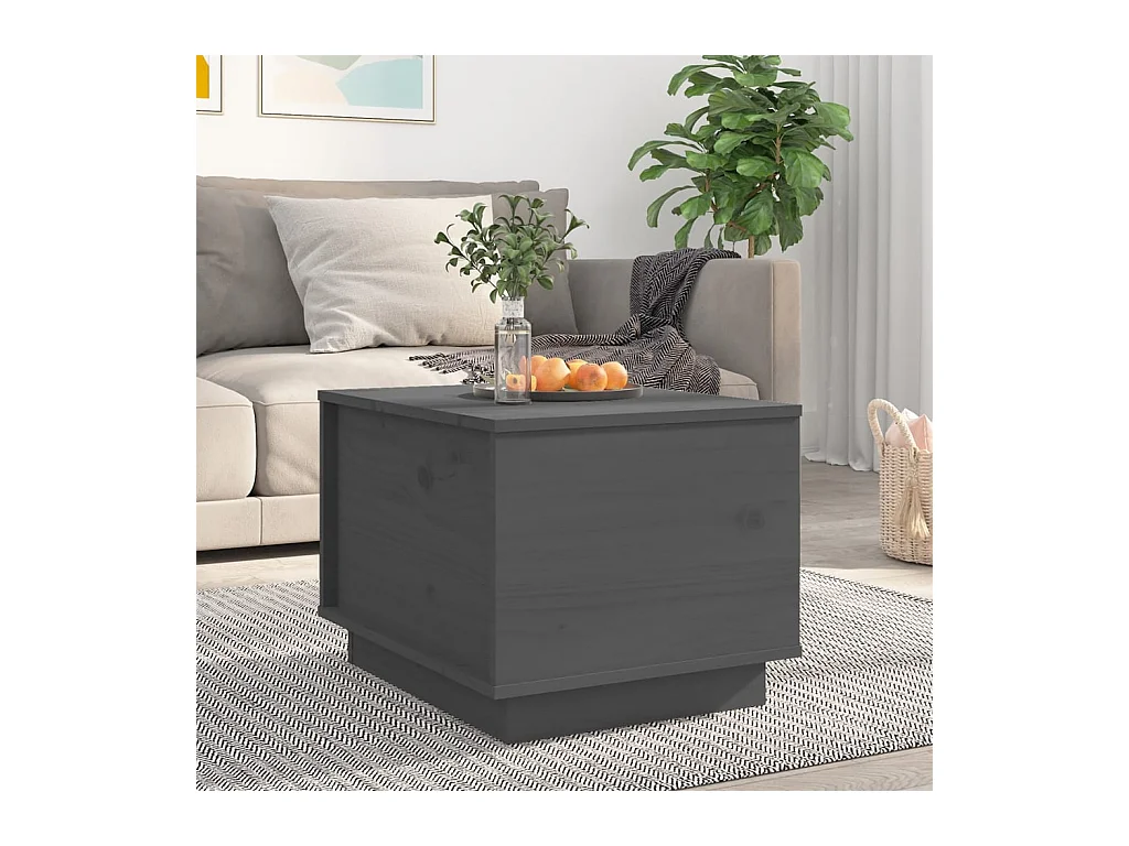 Table basse relevable Gris 40x50x35 cm Bois massif de pin OFR80644 BonneVie Meuble