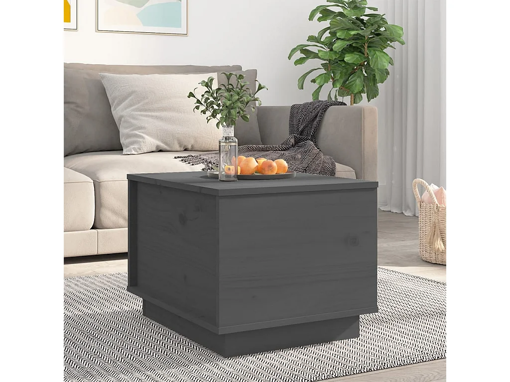Table basse relevable Gris 40x50x35 cm Bois massif de pin OFR80644 BonneVie Meuble