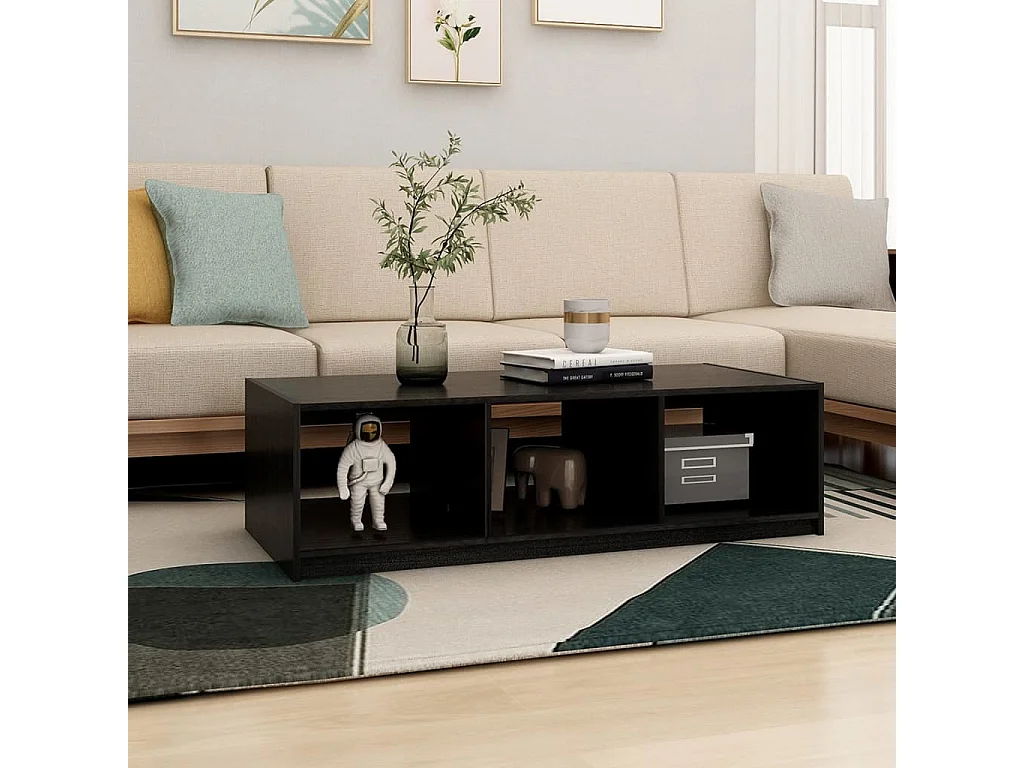 Mesa de centro madera maciza de pino negro 110x50x34 cm ES58289