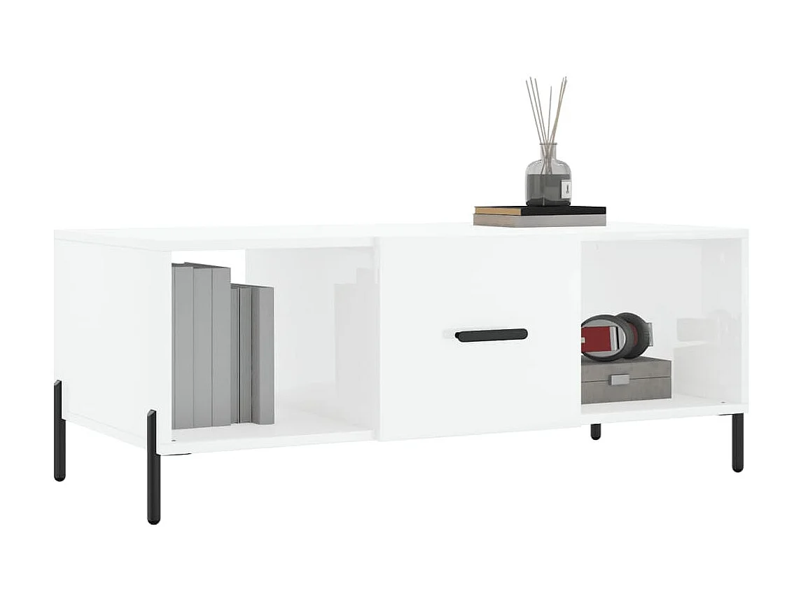 Mesa de centro 102x50x40 cm madeira processada branco brilhante PT211774