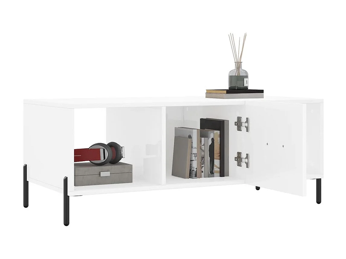 Mesa de centro 102x50x40 cm madeira processada branco brilhante PT211774