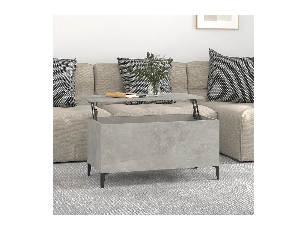 Table basse relevable Gris béton 90x44,5x45 cm Bois d'ingénierie OFR59405 BonneVie Meuble