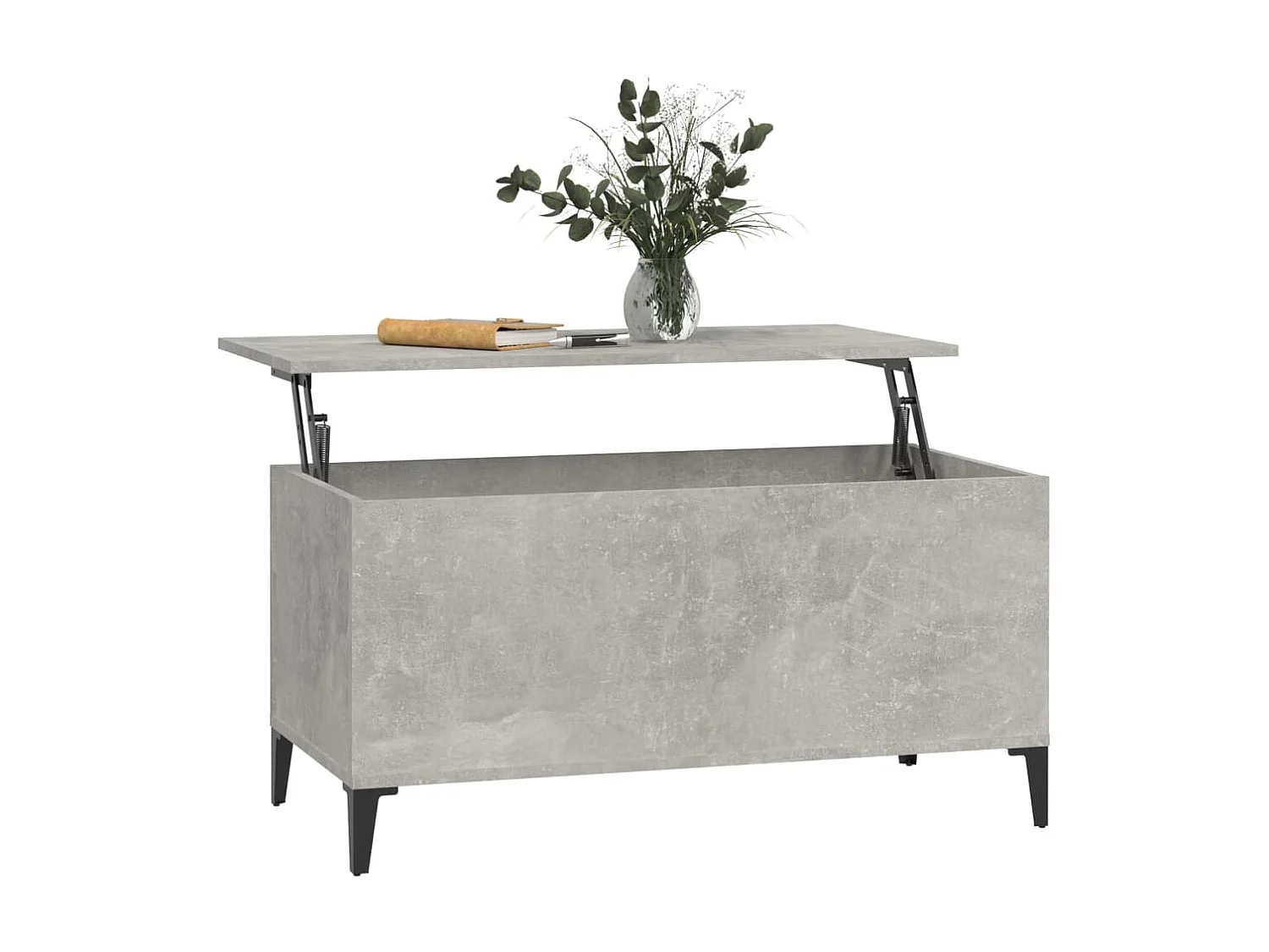 Table basse relevable Gris béton 90x44,5x45 cm Bois d'ingénierie OFR59405 BonneVie Meuble