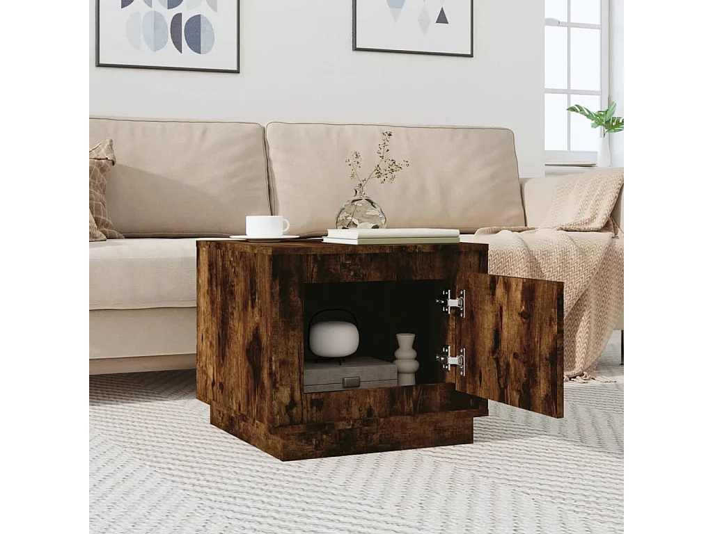 Table basse chêne fumé 51x50x44 cm bois d'ingénierie OFR88460 BonneVie Meuble