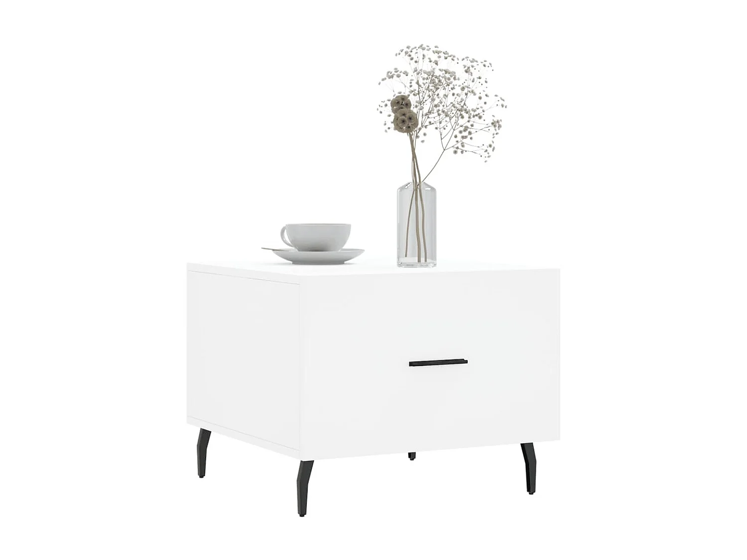 Table basse blanc 50x50x40 cm bois d'ingénierie OFR20233 BonneVie Meuble