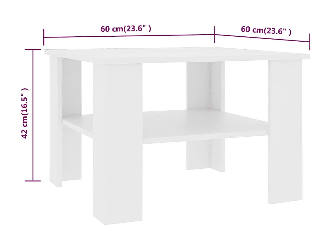 Salontafel 60x60x42 cm bewerkt hout wit NL71921