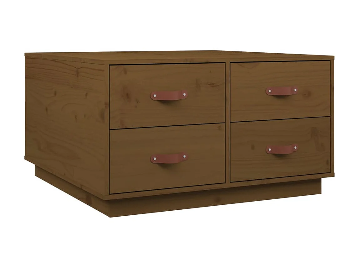 Table basse Marron miel 80x80x45 cm Bois massif de pin OFR32596 BonneVie Meuble