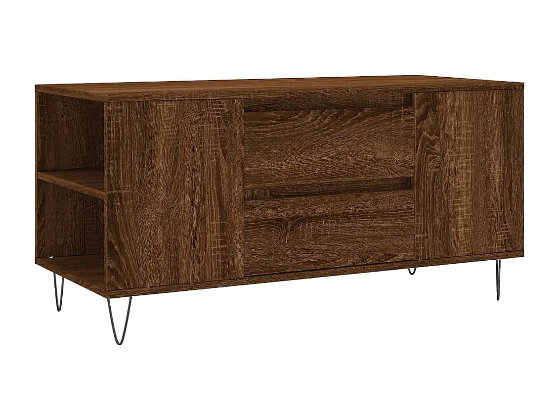 Table basse chêne marron 102x44,5x50 cm bois d'ingénierie OFR81336 BonneVie Meuble