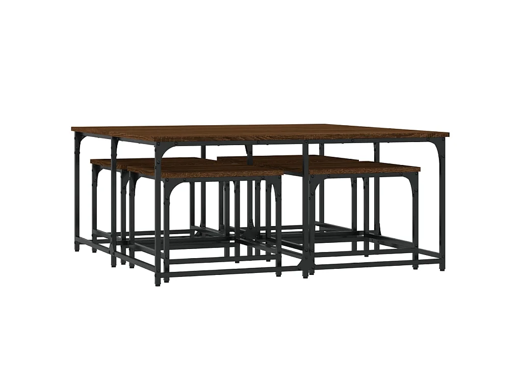 Tables basses gigognes 5 pcs chêne marron bois d'ingénierie OFR22119 BonneVie Meuble