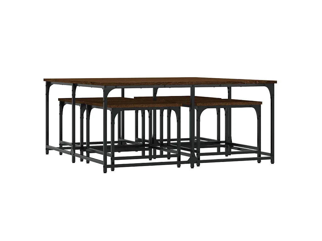 Tables basses gigognes 5 pcs chêne marron bois d'ingénierie OFR22119 BonneVie Meuble