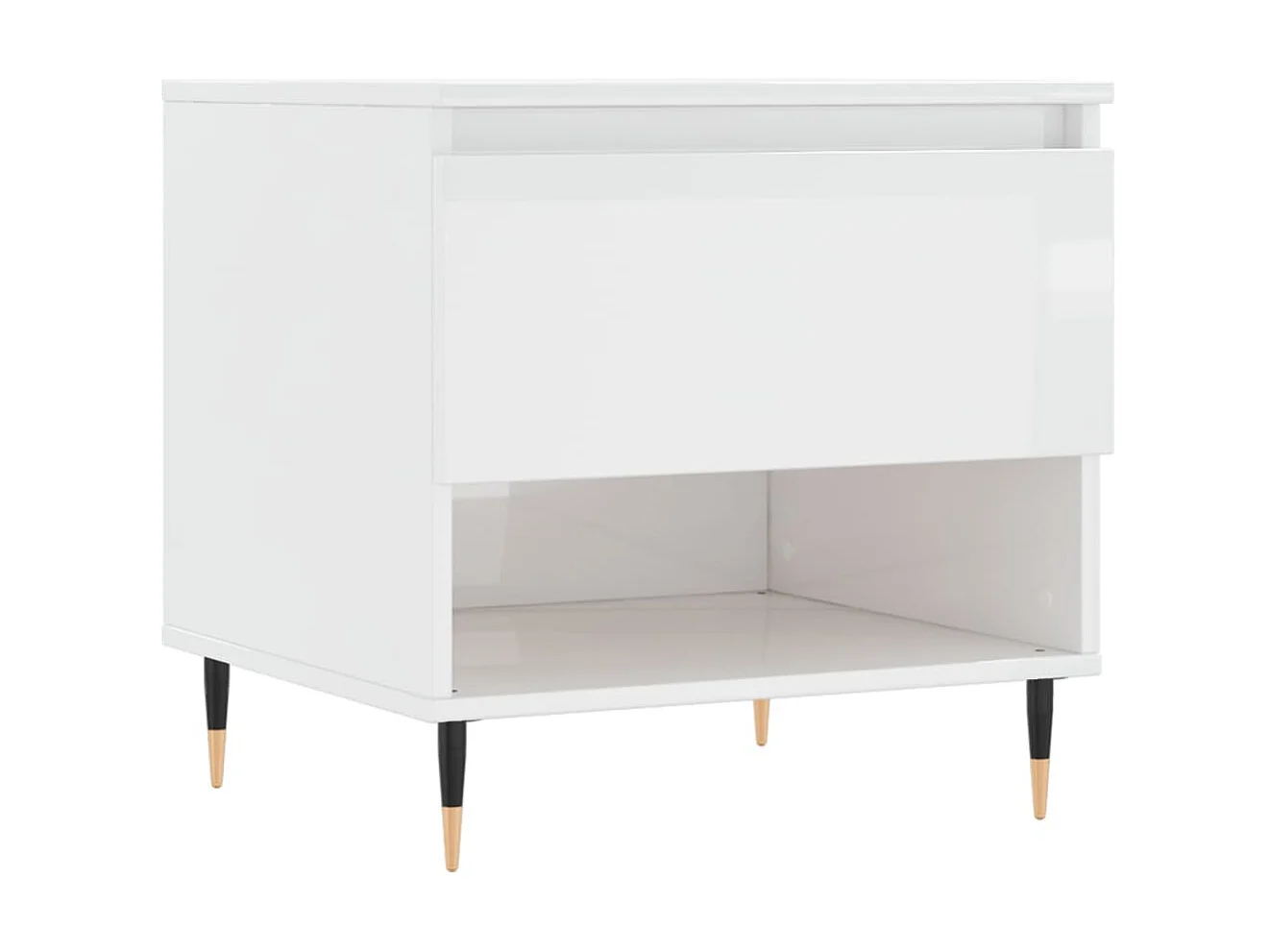 Mesa de centro madera de ingeniería blanco brillo 50x46x50 cm ES38675