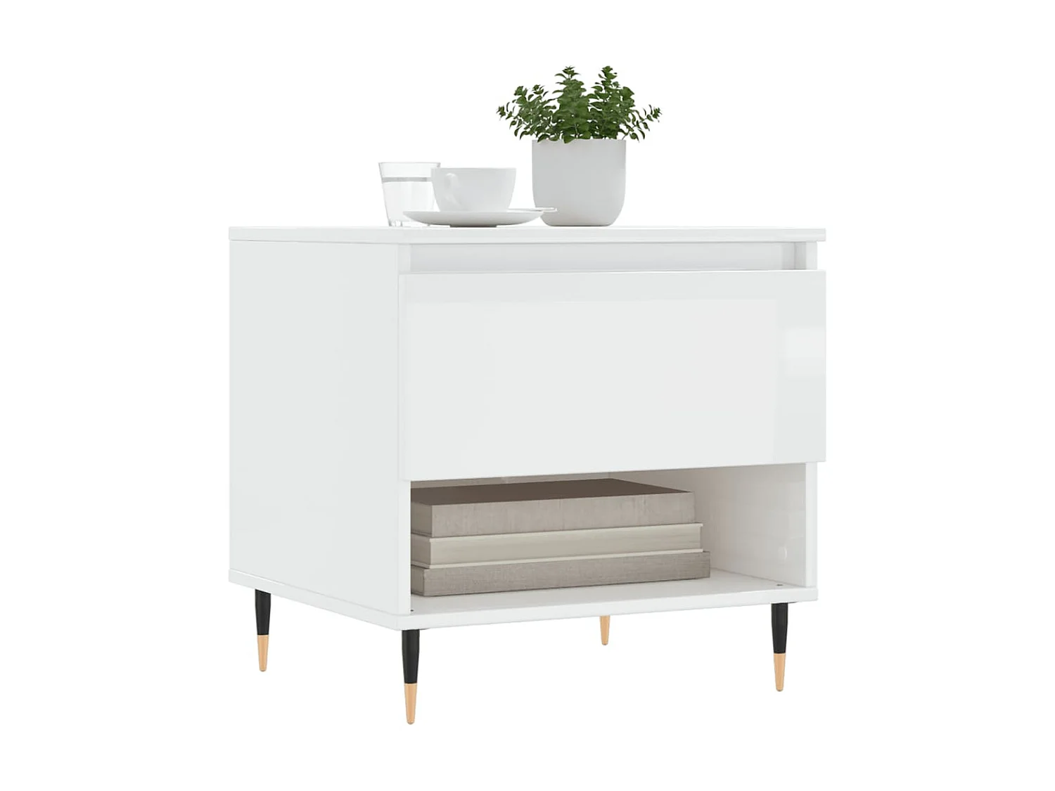 Mesa de centro madera de ingeniería blanco brillo 50x46x50 cm ES38675