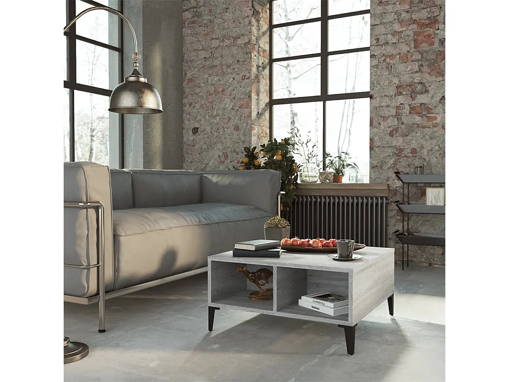 Table basse Sonoma gris 60x60x30 cm Aggloméré OFR13772 BonneVie Meuble