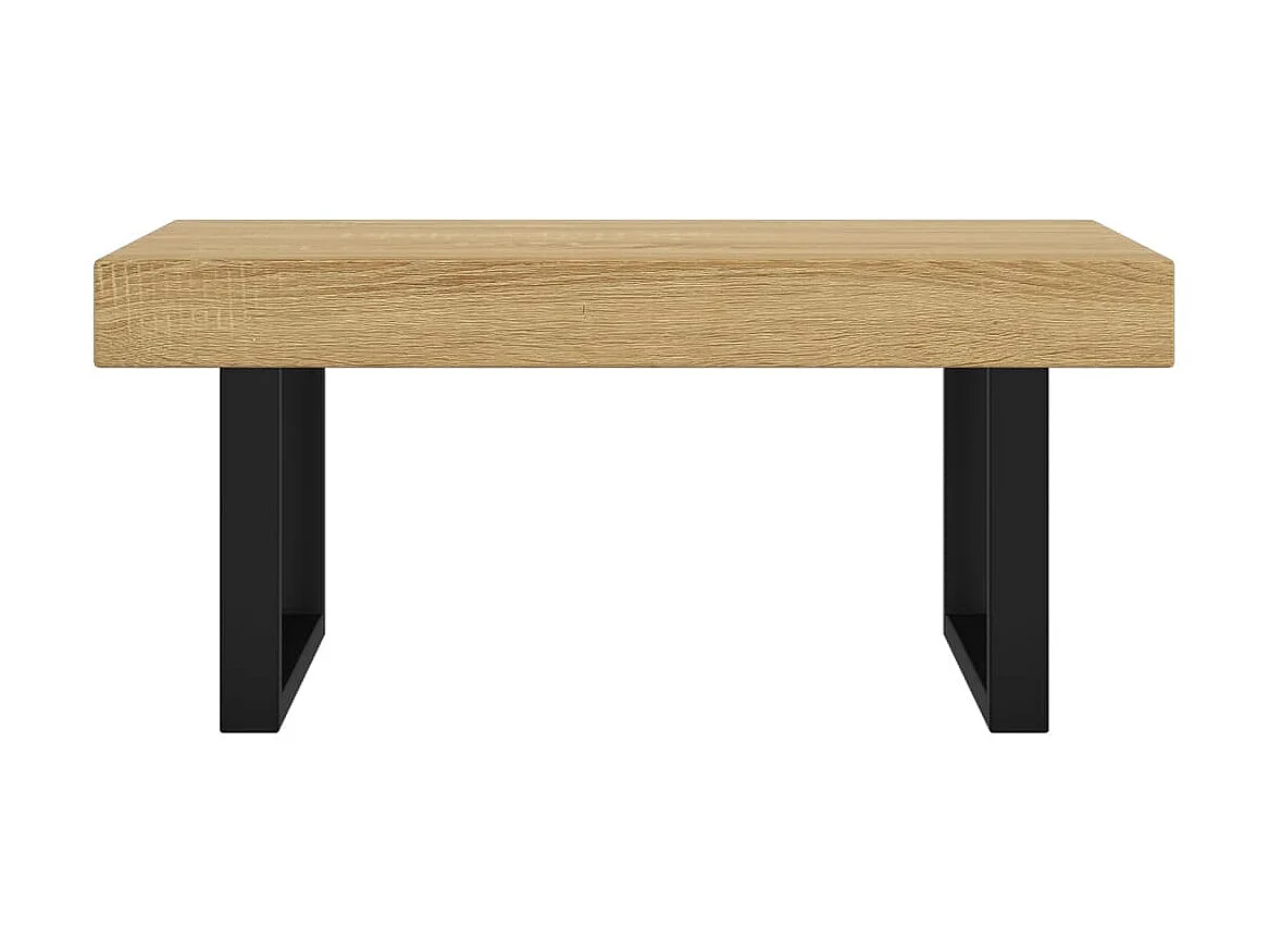 Table basse Marron clair et noir 90x45x40 cm MDF et fer OFR91254 BonneVie Meuble